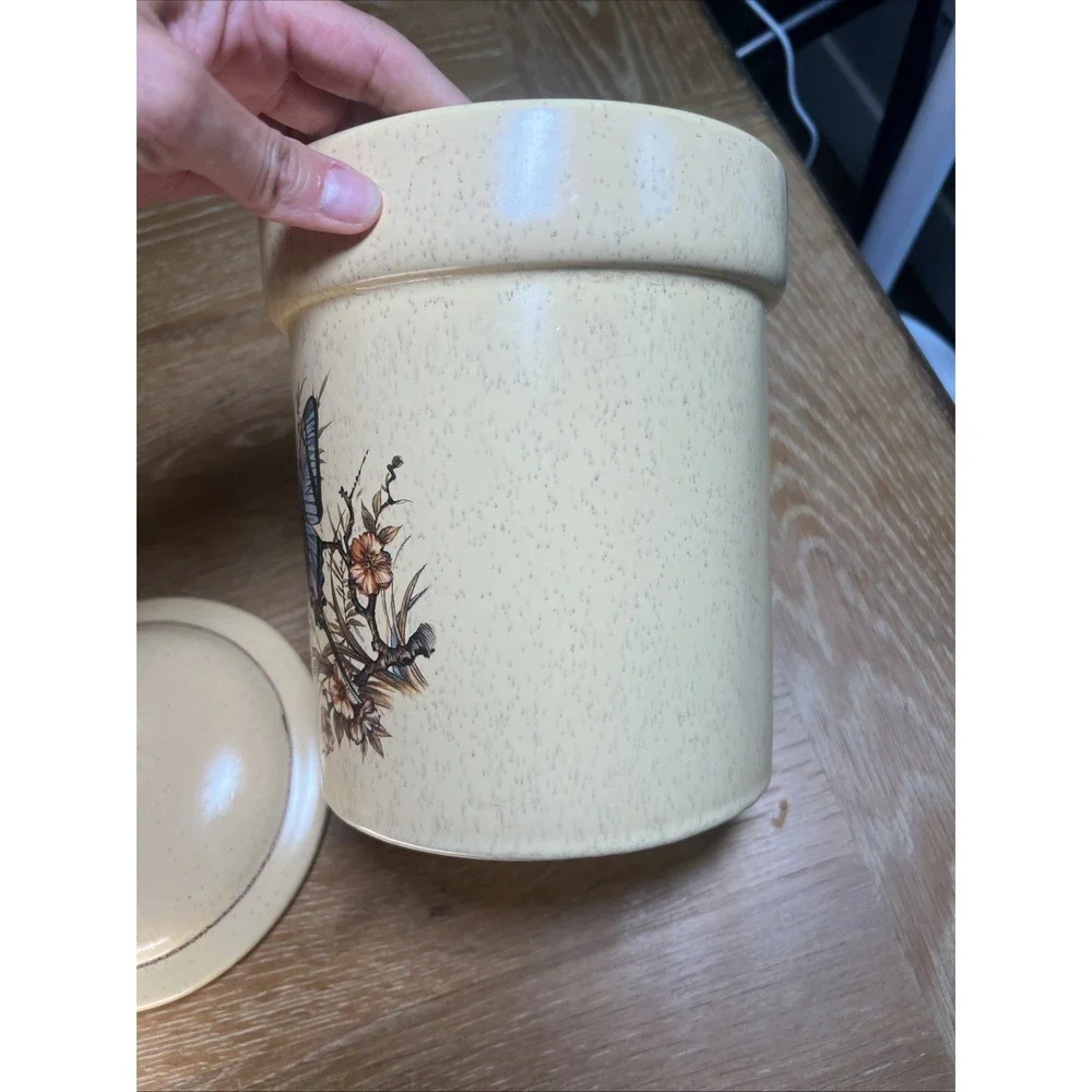 Vintage Treasure Craft Butterfly Canister From 1970s‎ Blue Cottage Core